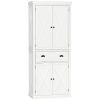 HOMCOM Kitchen Pantry Cabinet Freestanding with 4 Doors 6-Tiers White