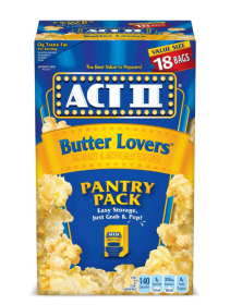 Act II Butter Lovers Microwave Popcorn, 2.75 oz, 18 Count