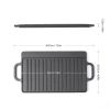 HAWOK Cast Iron Reversible Grill Rectangular Griddle 12.6x8 inch