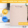 Terry Cloth Pot Holders for Kitchen 9 x 12 Inch. Pack of 72 Natural Color Hot Pads for Kitchen. Washable Pot Holder with Hand Hole. Thick Cotton 460 F