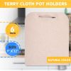 Terry Cloth Pot Holders for Kitchen 9 x 12 Inch. Pack of 6 Natural Color Hot Pads for Kitchen. Washable Pot Holder with Hand Hole. Thick Cotton 460 F