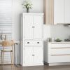 HOMCOM Kitchen Pantry Cabinet Freestanding with 4 Doors 6-Tiers White