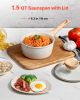 1.5 QT Saucepan, Nonstick Saucepan with Tempered Glass Lid, Multipurpose Cooking Sauce Pot with Detachable Handle