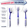 Blue Dish Brush Set of 3 with Bottle Water Brush Scrub Brush and Scrubber Brush for Kitchen Ergonomic Non Slip Long Handle