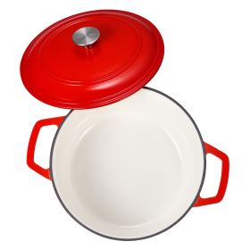 Enameled Cast Iron Dutch Oven, 6 Quart Pot with Lid and Dual Handles, Heavy-Duty Durable Cookware Pan, Oven Induction Compatible up to 500°F (Color: Red, Capacity: 6 qt)
