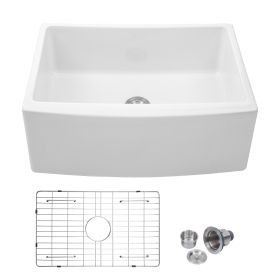 Lordear 36 Inch Farmhouse Sink White Ceramic single Bowl Kitchen Sink Apron Front Fireclay Sink (size: 24")