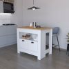 Theba Kitchen Island, whit 2 doors, 3 shelves