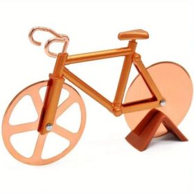 Stainless Steel Bicycle Pizza Cutter – Sharp Rolling Wheel with Comfort Grip (Perfect for Pizzas, Pastries & Dough) (Color: Orange)